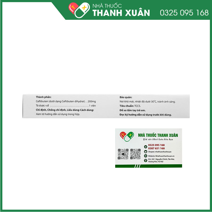 Cefbuten 200 điều trị các trường hợp nhiễm khuẩn vừa và nhẹ